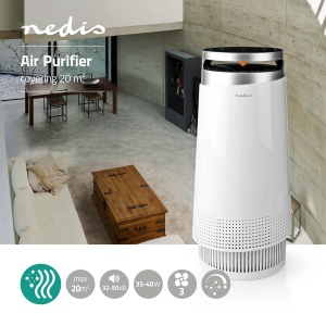 Purificator de aer Nedis cu filtru HEPA, indicator calitate aer, 1.80 m, plastic, negrualb - Img 2