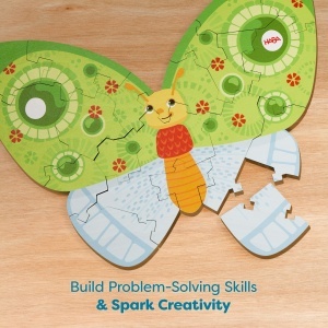 Puzzle din lemn HABA 2-in-1 Schmetterling Montessori 20 piese pentru copii 4 ani - Img 3