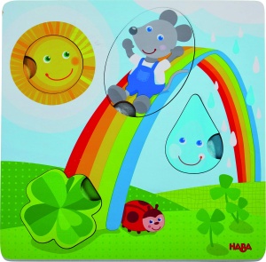 Puzzle din lemn HABA 305345 pentru copii 1 an cu elemente tactile si culori vibrante