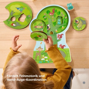 Puzzle din lemn HABA Waldtiere 3D cu 10 piese, pentru copii de la 3 ani - Img 2