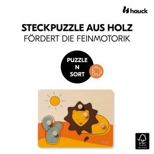 Puzzle din lemn Hauck N Sort cu animale, pentru copii de la 1 an - Img 2