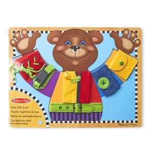 Puzzle educativ Melissa Doug - Ursulet cu abilitati de imbracare, 6 piese, din lemn