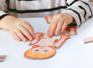 Puzzle magnetic Hape Corpul Uman 63 piese baza din lemn educativ pentru copii - Img 3