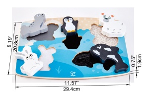 Puzzle senzorial Hape E1620 Polartiere cu animale polare si materiale tactile - Img 3