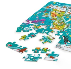 Puzzle si joc Hape 2-in-1 Weltreise harta geografica pentru copii lemn educativ - Img 6
