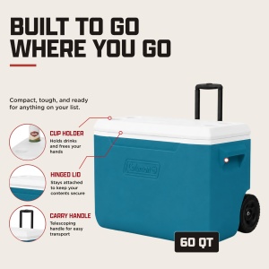 Racitor portabil Coleman Chiller 60 l cu roti si izolatie TempLock - Img 2