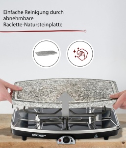 Raclette Grill Cloer 6430 1200W Placa Naturala 8 Tavite Antiaderente - Img 4