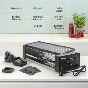 Raclette si Pizzar Tristar RA-2736, 1300W, 8 persoane, negru - Img 4