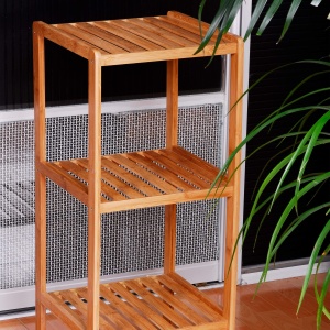 Raft de baie din bambus Relaxdays cu 3 rafturi, 79 x 33 x 33 cm, natural - Img 2