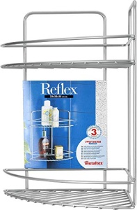 Raft de colt Metaltex Reflex, 2 etaje, 23x23x35cm, Argintiu - Img 4