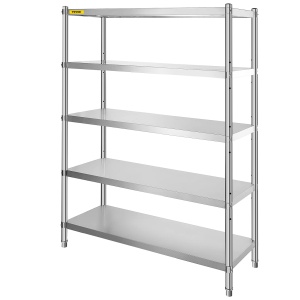 Raft de depozitare VEVOR 5 niveluri, capacitate 750 kg, din otel inoxidabil, ajustabil