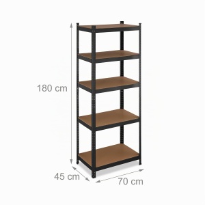 Raft greu Relaxdays, 180 x 70 x 45 cm, 500 kg, metal si MDF, 5 niveluri, negru - Img 4