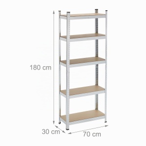 Raft metalic Relaxdays, 5 nivele, 500 kg capacitate, 180x70x30 cm, argintiu - Img 4