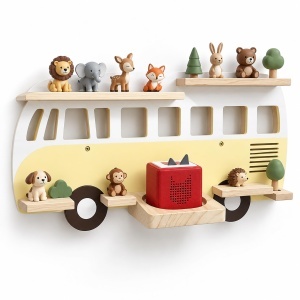 Raft pentru figurine Tonie, Relaxdays, capacitate 25 figurine, culoare galbena
