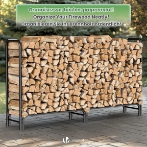 Raft pentru lemne VOUNOT, metal, 200 kg, cu husa impermeabila, 200 x 116 x 36 cm - Img 2