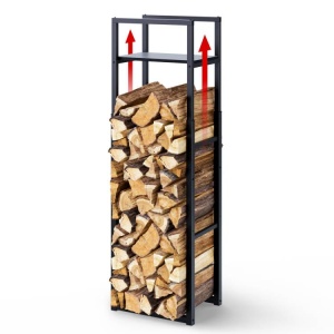 Raft pentru Lemne VOUNOT, Metal, 3 Inaltimi Ajustabile, Negru
