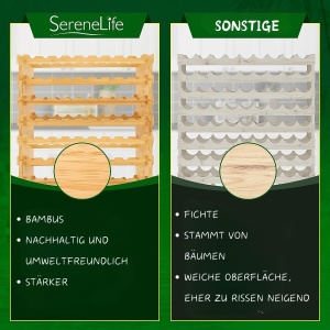 Raft pentru Vin NutriChef din Bambus - 72 Sticle, 4 Etaje, Montaj Fara Unelte - Img 4