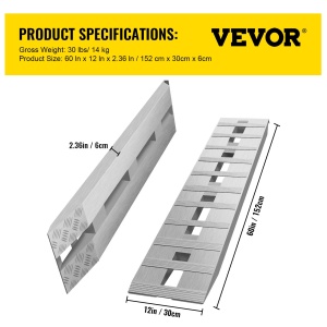 Rampa din Aluminiu VEVOR 1520 x 305 mm, Capacitate 2722 kg, Inaltime 406 mm - Img 7