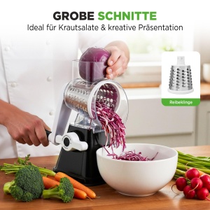 Rasa manuala NutriChef 3-in-1 cu 3 tamburi, neagra - Img 5