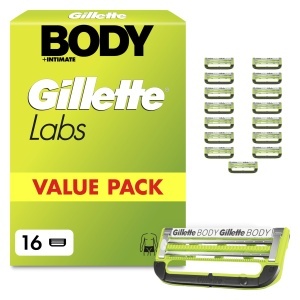 Raschete pentru corp si zona intima Gillette Labs, 16 lame, verde, sistem 3-faceti