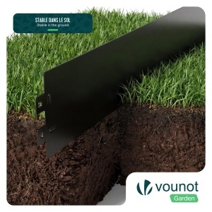 Rasenkante Metal VOUNOT 25m, 100cm x 13cm, Negru - Img 6