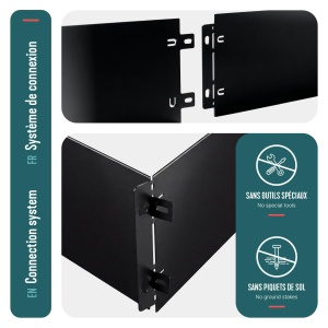 Rasenkante Metalica VOUNOT 20m, Inaltime 18cm, Culoare Negru - Img 4