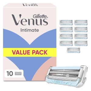 Rasiera pentru femei Gillette Venus Intimate, 10 lame, albastru, cu Aloe Vera