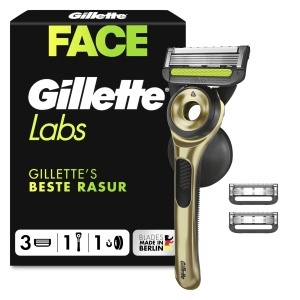 Rasierer cu curatare GilletteLabs Champion Gold Edition, cu 5 lame, cu suport si etui de calatorie