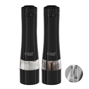 Rasnita electrica sare si piper Russell Hobbs 28010-56, set 2 bucati, ceramica, negru