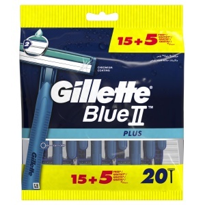 Rasoir Gillette BlueII Plus, 20 bucati, cu 2 lame, anti-irritatie