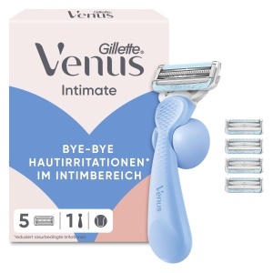 Rasoir pentru femei Gillette Venus Intimate, culoare albastra, 5 lame