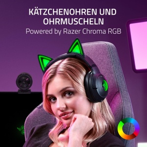 Razer Kraken Kitty V2 BT Casti Gaming Bluetooth RGB cu microfon Noise-Cancelling Negru - Img 2