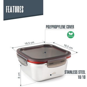 Recipient alimentare Lacor 64614, inox 1810, 1500 ml, 100 etans - Img 2