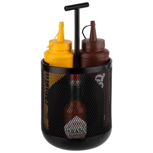 Recipient pentru tacamuri APS DART, metal, 3 compartimente, 12 cm, inaltime 25 cm, negru - Img 3