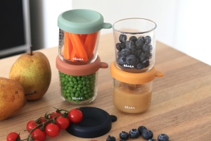 Recipient sticla pentru mancare bebelusi Beaba 250 ml, set 4 bucati, design colorat - Img 6