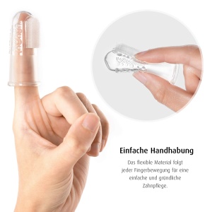 reer 79249 Periuta de dinti cu deget silicon 2 bucati, periuta de dinti pentru bebelusi din silicon, fara latex, transparent 9 g - Img 5