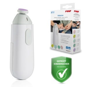 Reer BabyCare Lima electrica pentru ingrijirea unghiilor bebelusilor si copiilor 5 accesorii design alb elegant