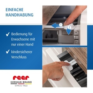 Reer Besteckschubladen-Sicherung Alb Protectie pentru Sertare cu Montaj Simplu - Img 5