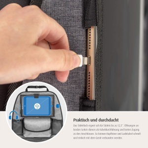 Reer Organizator de scaune din spate auto TravelKid Entertain, cu compartiment pentru tablete, rezistent la murdarie, multe buzunare, pentru toate scaunele auto, de asemenea scaune sport, gri, 1 bucata (1 pachet) - Img 8