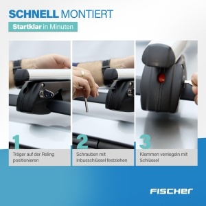 Relingtrager FISCHER TopLine L, Aluminium, 90 kg, 120 cm - Img 4