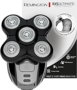 Remington Bald Razor Aparat de ras electric cu cap de litiu pentru bărbați (negru, 5 capete de ras, rezultate de ras netede cu max. 0,2 mm, cameră de colectare a părului)