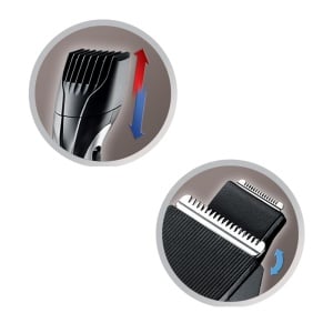 Remington Beard Trimmer Men [auto-ascutire. Lame ceramice / 0,4-18 mm] Set de tuns barba (cadran cu 9 setari de lungime de la 1,5 mm, retea / baterie, indicator de incarcare LED, aparat de tuns par lung) MB320C - Img 7