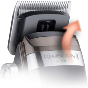 Remington Hair Clipper Profi Retro [auto-ascutire. Lame din otel inoxidabil cu parghie de reglare/motor profesional/0,5-25 mm] Set de tuns parul (11 piepteni de atasament, retea/baterie, litiu, geanta) HC9100 - Img 5