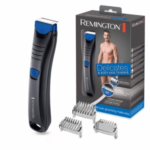 Remington Hair Trimmer Intimate Area & Body [prietenos cu pielea si sigur pana la 0,2 mm, fara iritatii ale pielii] 2 lame, 100% rezistent la apa, incl. 3 piepteni de atasament (2,4,6mm) Masina de tuns par, aparat de ras, BHT250, negru