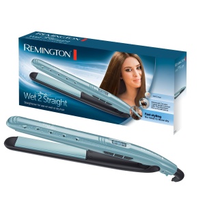 Remington Straightener Wet2Straight (pentru aplicare umeda si uscata - pentru uscarea si indreptarea parului, ingrediente microactive anti-incretire activate termic), afisaj LCD, 140-230degC, placa de indreptat parul S7300 - Img 1