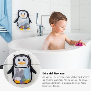 Retea de depozitare pentru jucarii de baie Reer MyHappyPingu, 4 litri, design pinguin, 100 poliester - Img 2