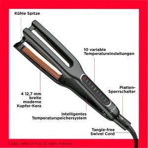Revlon Double Straight (design cu placi duble, tehnologie avansata cupru-ceramica, afisaj LED, sistem inteligent de stocare a temperaturii, 10 setari de temperatura de pana la 235 deg C) RVST2204E - Img 7
