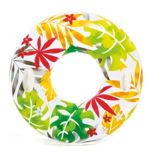 Rin g de inot Intex Transparent - 97 cm, cu 2 manere, design tropical