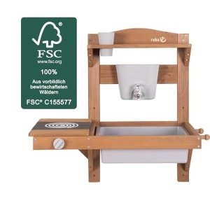Roba Bucatarie de Joaca si Noroi pentru Exterior din Lemn FSC cu Rezervor de Apa si Accesorii Teak - Img 4