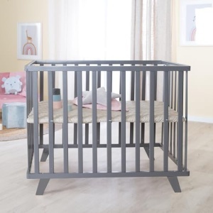 Roba Laufgitter 75x100 cm din lemn reglabil pe inaltime cu protectie Greyish - Img 2